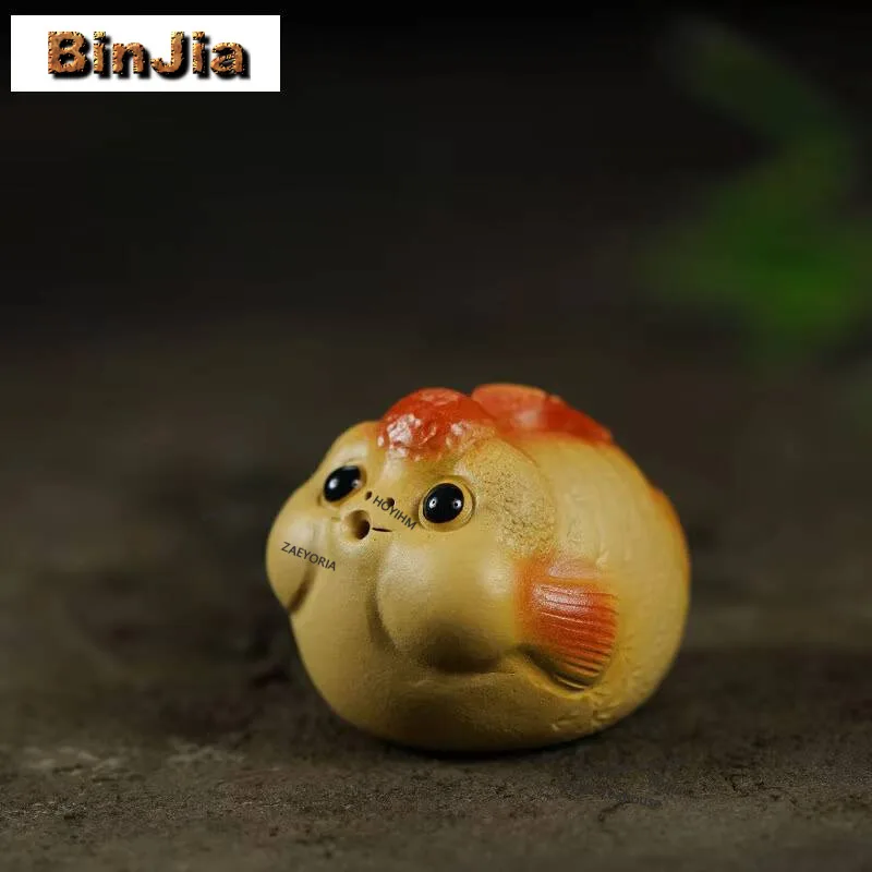 Yixing Zisha Wealth River Dolphin Tea Pet Zen Flowerpot Landscaping Tea Figurine Play Toys Tea Statue Ornaments Accessories Gift