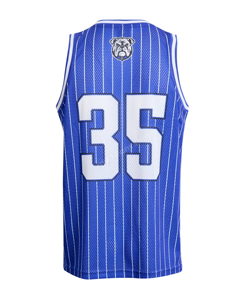 Men Women Kids Bulldogs 35# Retro Basketball Singlet Blue Mesh Sleeveless Jersey Vintage Pinstripe Training Fan Sports Tank Top