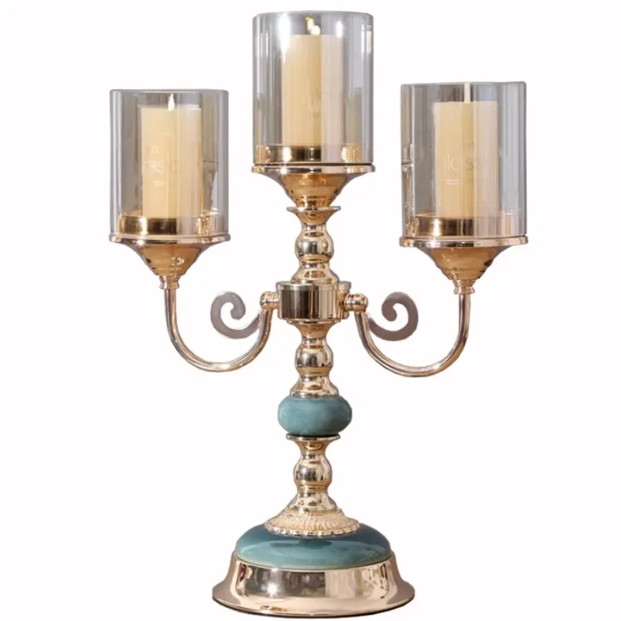 

Birthday Candle Holder Three Candles Outdoor Nordic Romantic Candle Holder Stand Wedding Decor Table Glass Home Decor