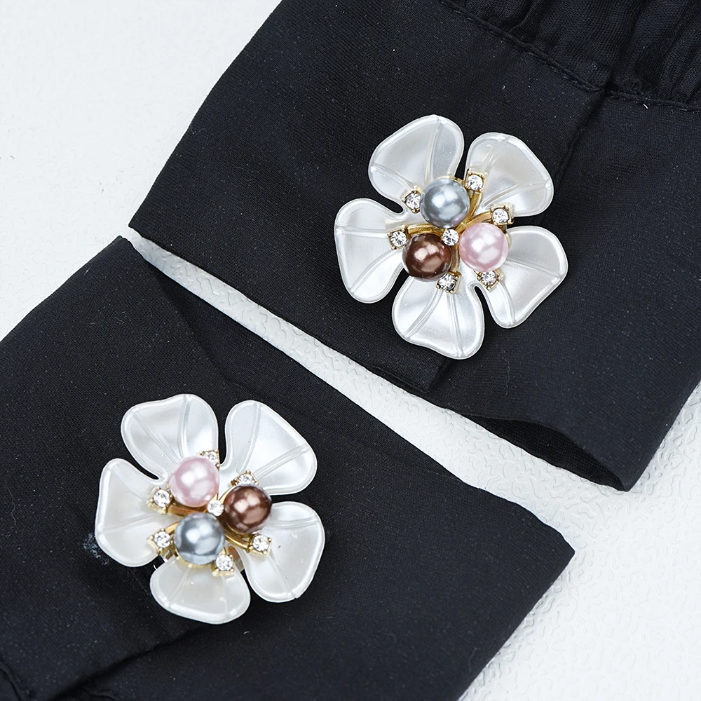 ICEYY تقليد قذيفة اللؤلؤ خمسة البتلة زهرة قميص كم زر أنيقة النحاس أزرار أكمام غطاء أزرار الملحقات للنساء #6