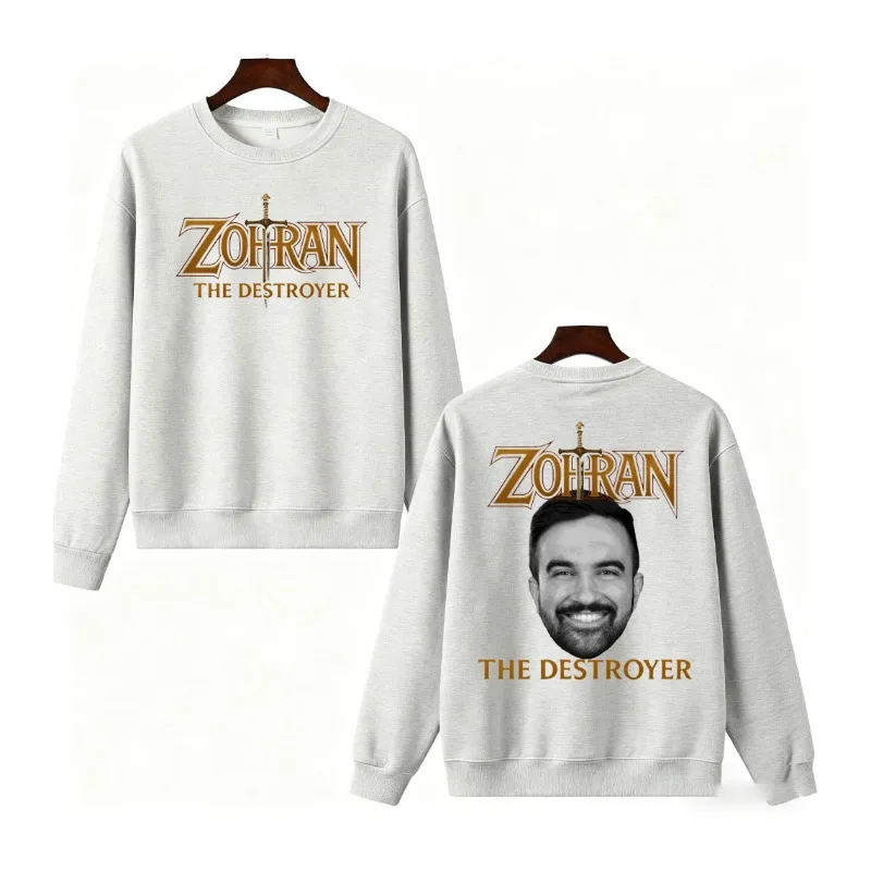 Zohran The Destroyer Mamdani for New York parodia divertida Sudadera con capucha cuello redondo ropa de calle Casual moda cómoda Sudadera térmica Tops