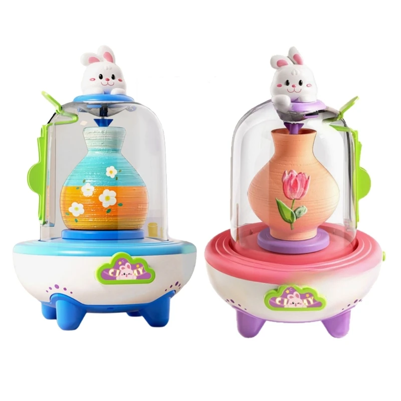 USB 充電式ミニチュアろくろおもちゃ子供旅行に優しいデザインクリエイティブ粘土クラフトマシンパーティー 15UB