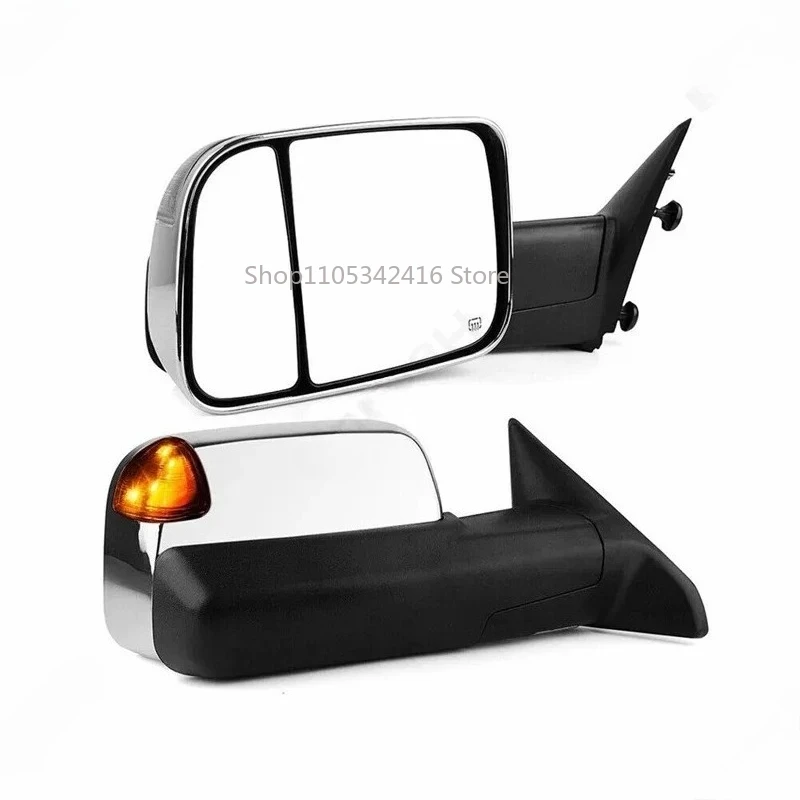 Pair Power Heated Temp Sensor Tow Mirrors For 2009-2012 Dodge Ram 1500 2500 3500 Switchback Turn Signal Towing Mirrors