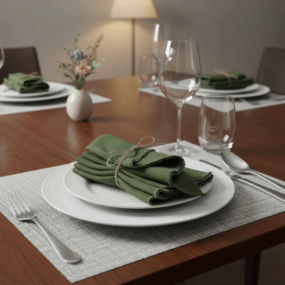 4 قطعة قماش الفم ريفي نمط القطن الكتان المناديل لينة بلون المفارش الزخرفية صديقة للبيئة منشفة شاي الجدول إعداد