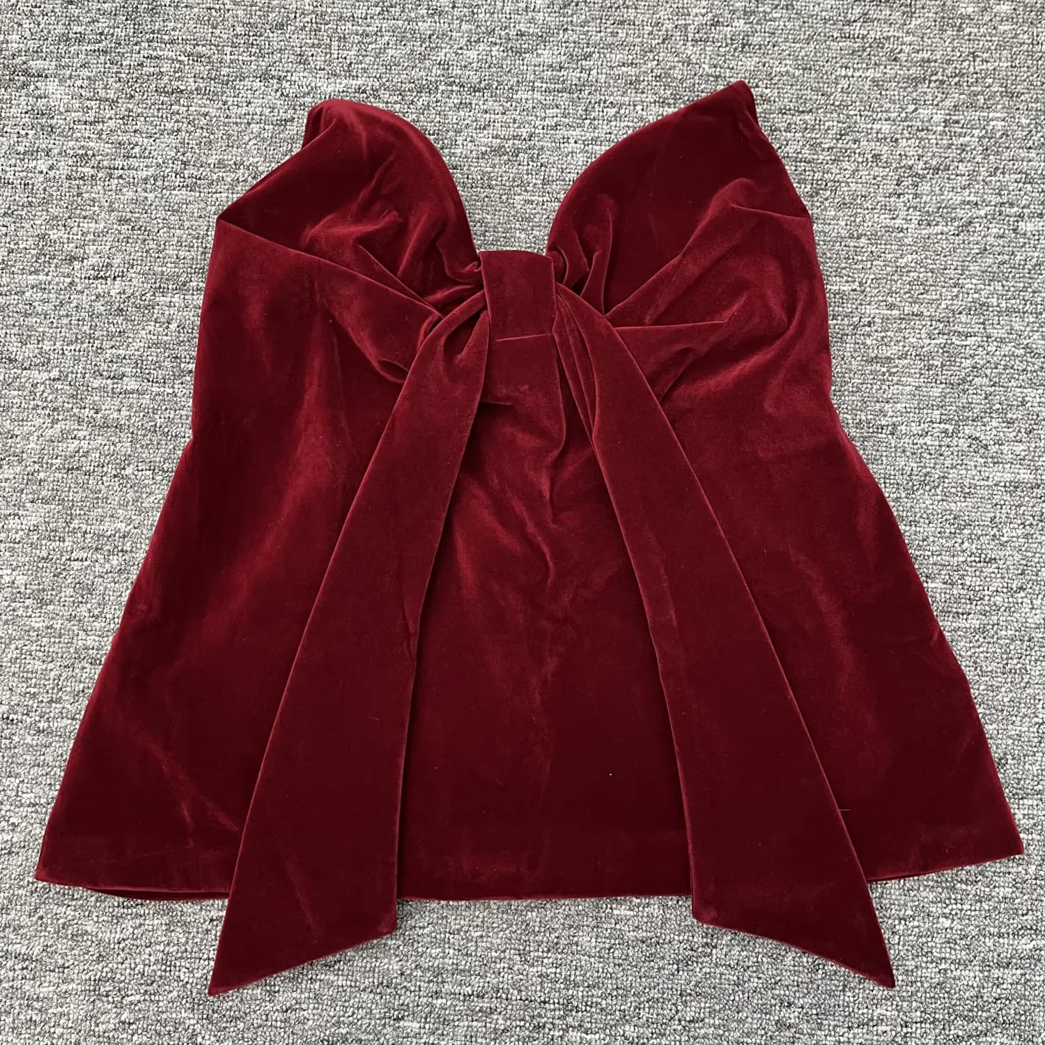 

Kar&Otza Women's 2024 Autumn/Winter New Top with Bow, Velvet Lace, V-neck, backless, Sexy Style, strapless