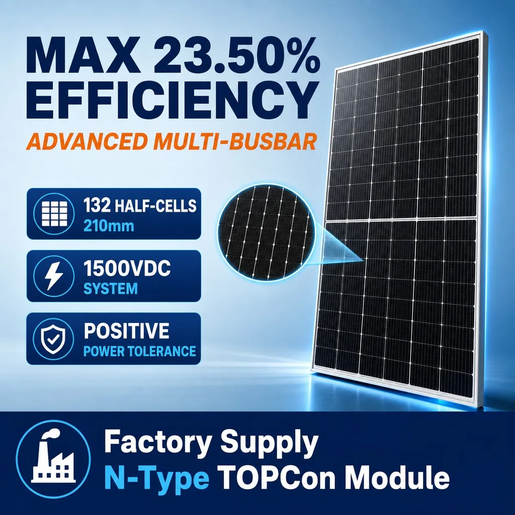 High Efficiency Half Cut Cell for Farm Solar Power System 730W N  for Monocrystalline Black Solar Panel 23.5%