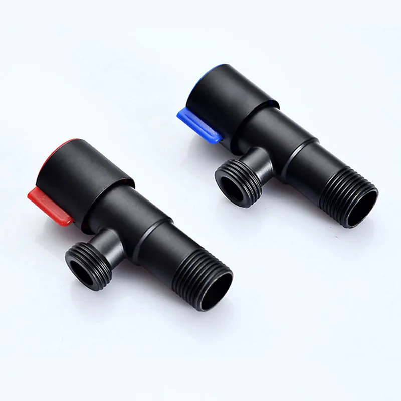 Bathroom Filling Angle Valve Corner Bidet Black Stainless Steel Kitchen Cold Hot Tap Accessories Standard Male G1/2 Threaded