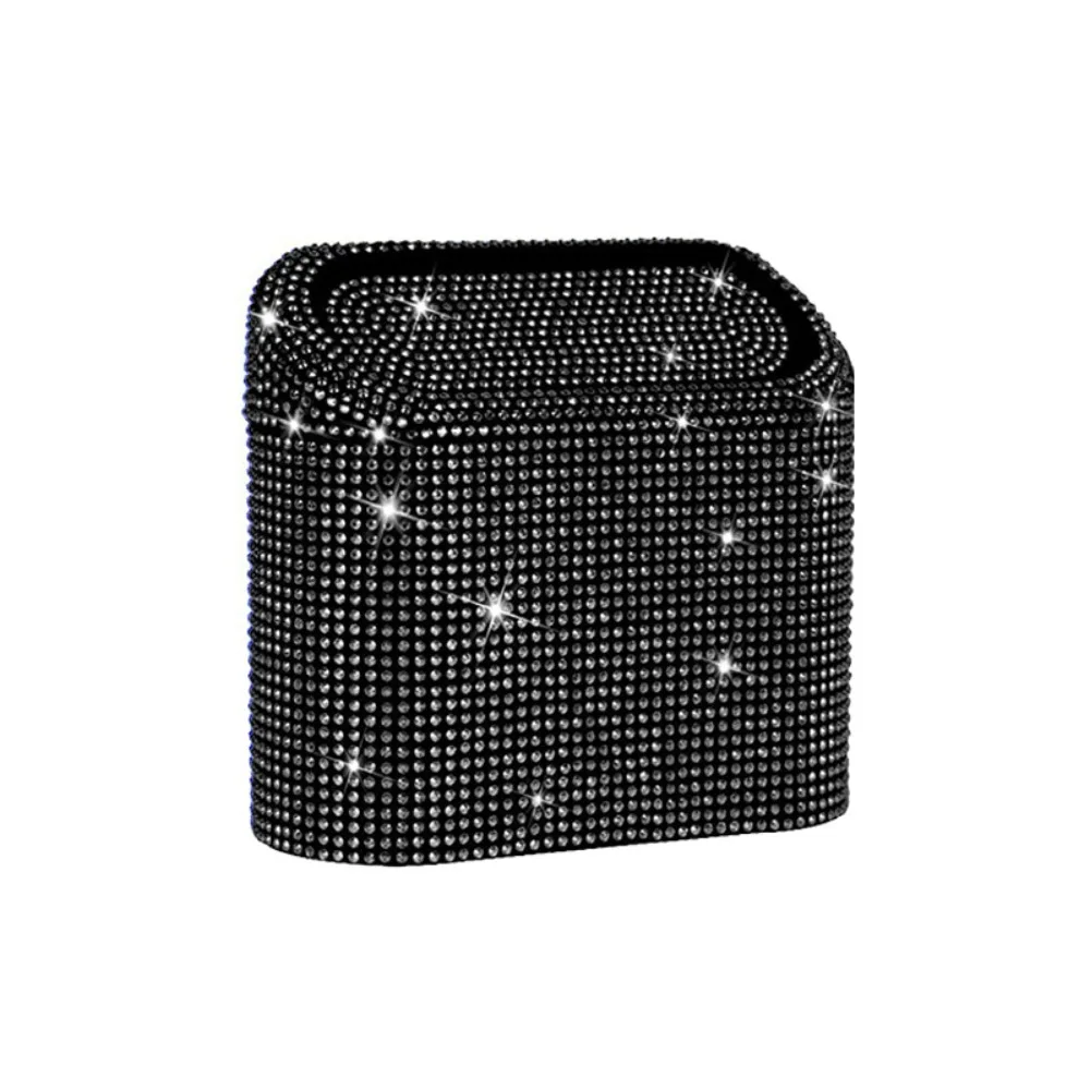 

Новый блестящий автомобильный мусорный бак со стразами, подвесной мусорный бак с крышкой, захват для мусора, аксессуары для салона автомобиля