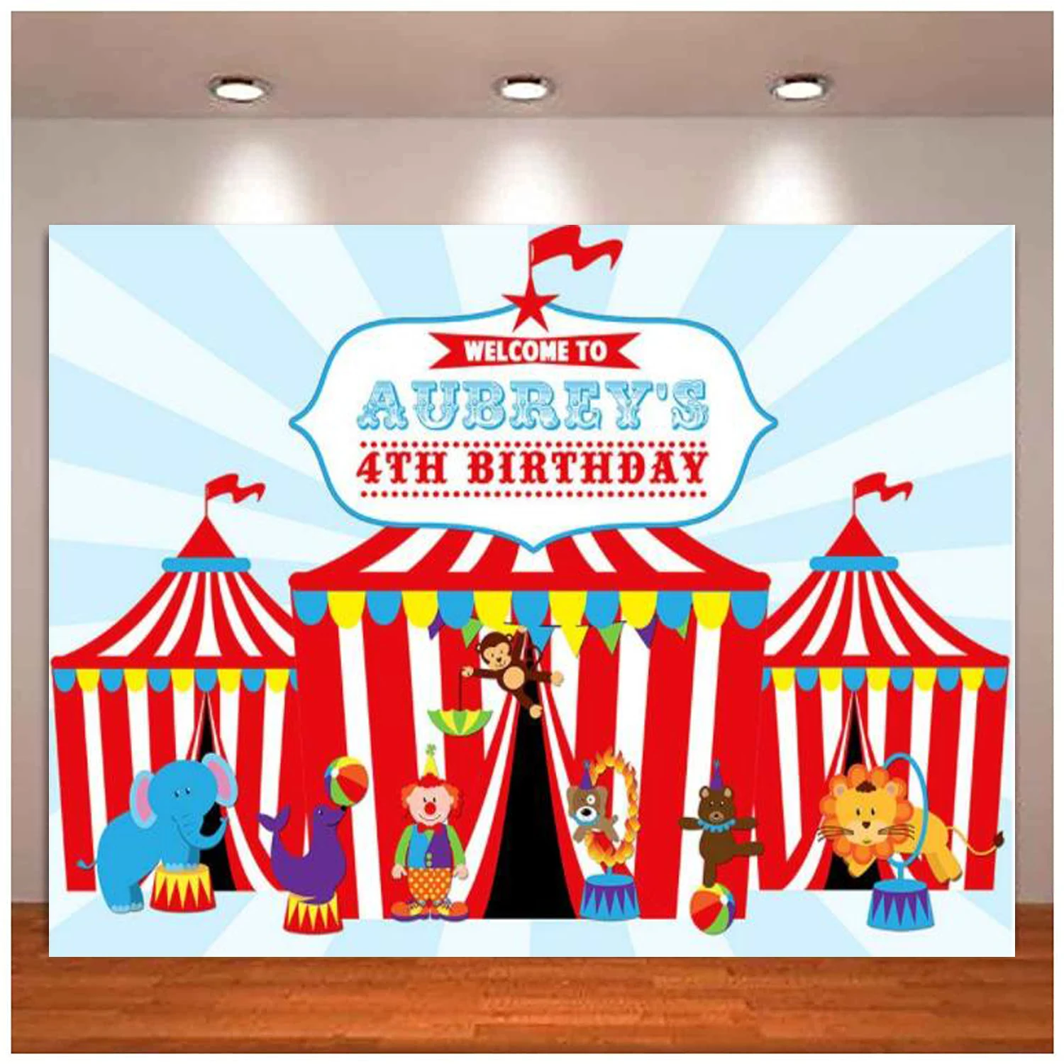 Circus Tent Carnival Background Big TOp Birthday Banner Dessert Cake Table Personalized Party Photography Backdrop Poster