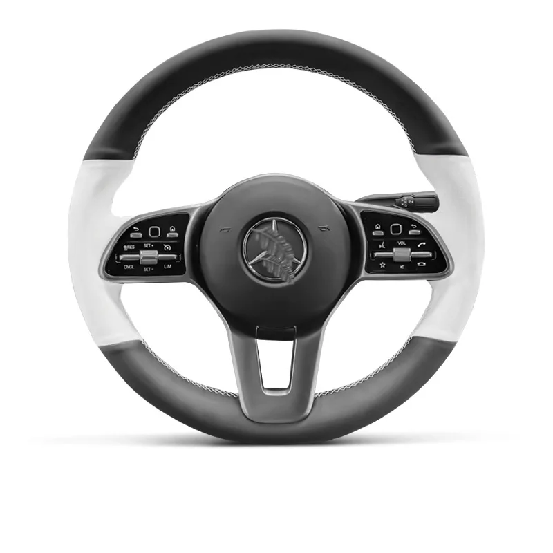 For Mercedes Benz C200 C260 E300 A200 Glc Glc Gls Manual Sewing Car Steering Wheel Covers Car Accessories Genuine Leather White