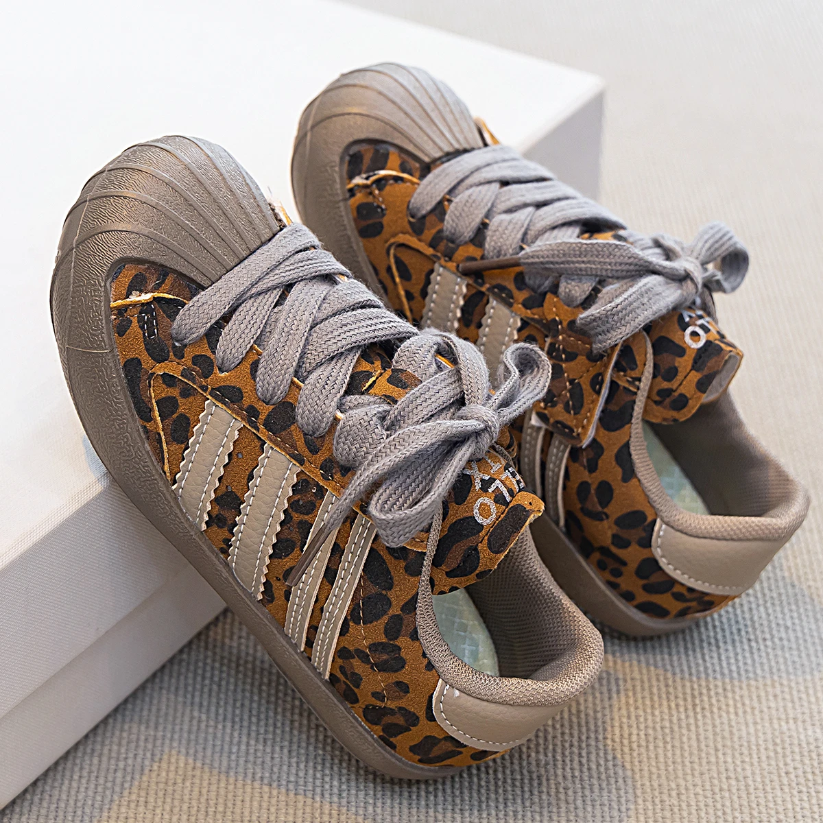 Kids'Casual Shoes PU Leather Fashion Color Blocking Autumn Shoes For Children Anti-slip Breathable Silver Black Shoes Size 26-37