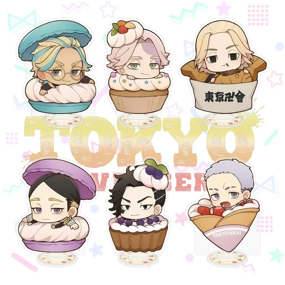 Tokyo Revengers Chibi Anime Acrylic Standee Cute Snack Version Mikey Draken Chifuyu Sanzu Kawaii Desktop Model Figure Keychain