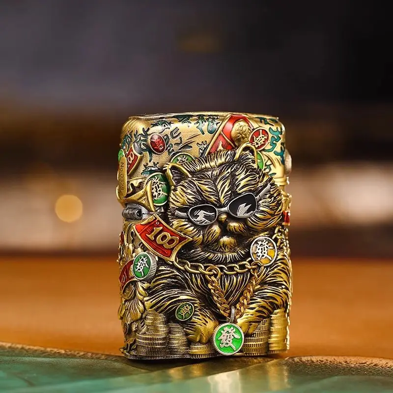 

NEW Money Cat Armor Fuel Lighter, Classic Windproof Grinding Wheel Lighter, High end Gift Box,Cigarette Accessories,Men's Gift