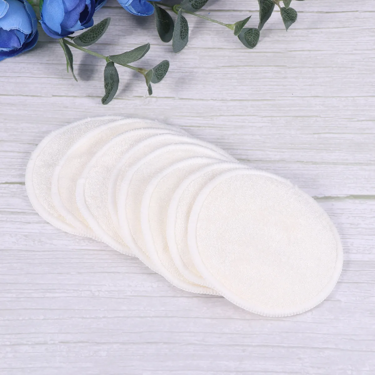 12Pcs Bamboo Fiber Powder Removal Pads Reusable Soft Makeup Facial Cleaning Pads for Makeup Removal Powder Puff