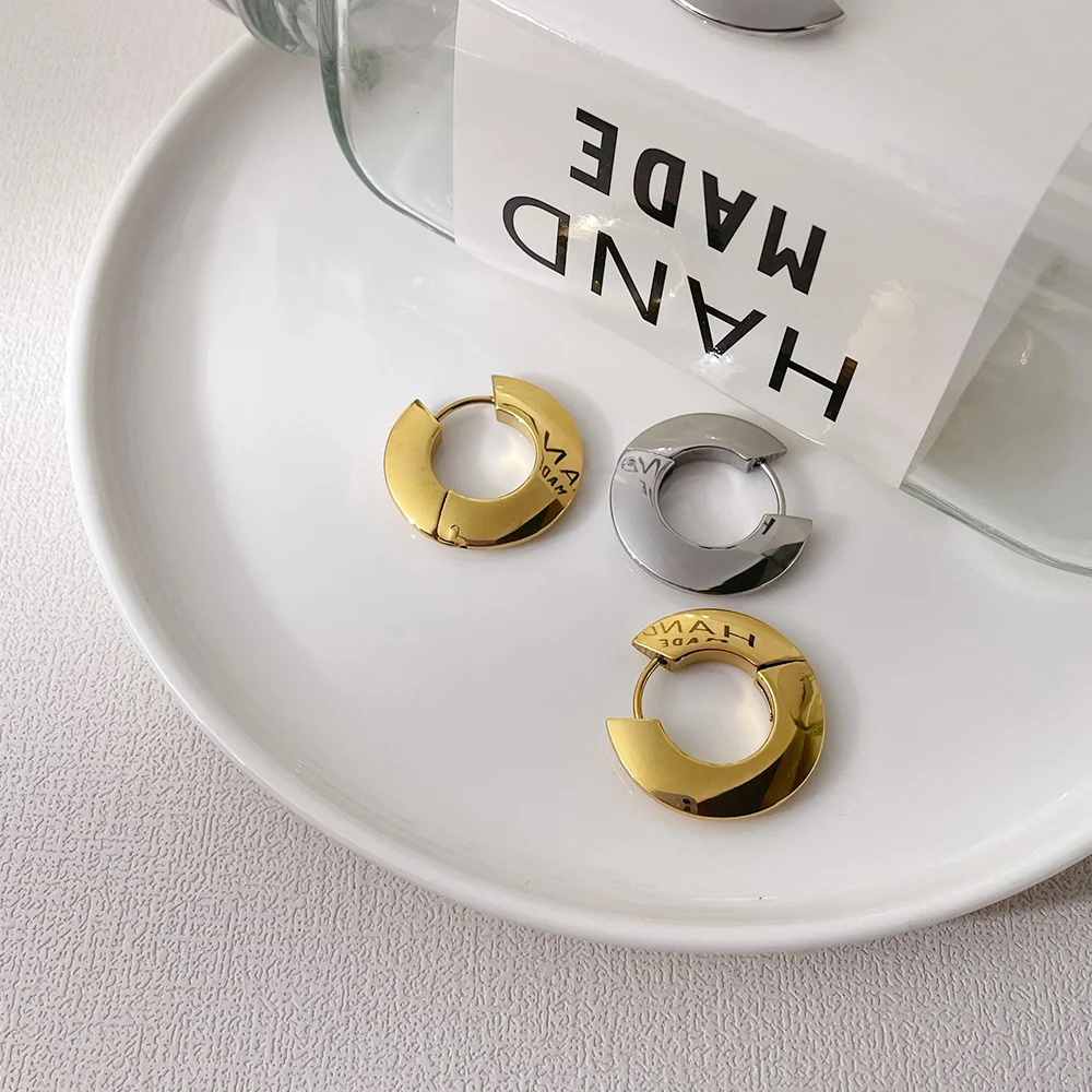 ENFASHION Piercing Stud Earings Stainless Steel Circle Earrings For Women Gold Color Pendientes Fashion Jewelry Gifts E211334