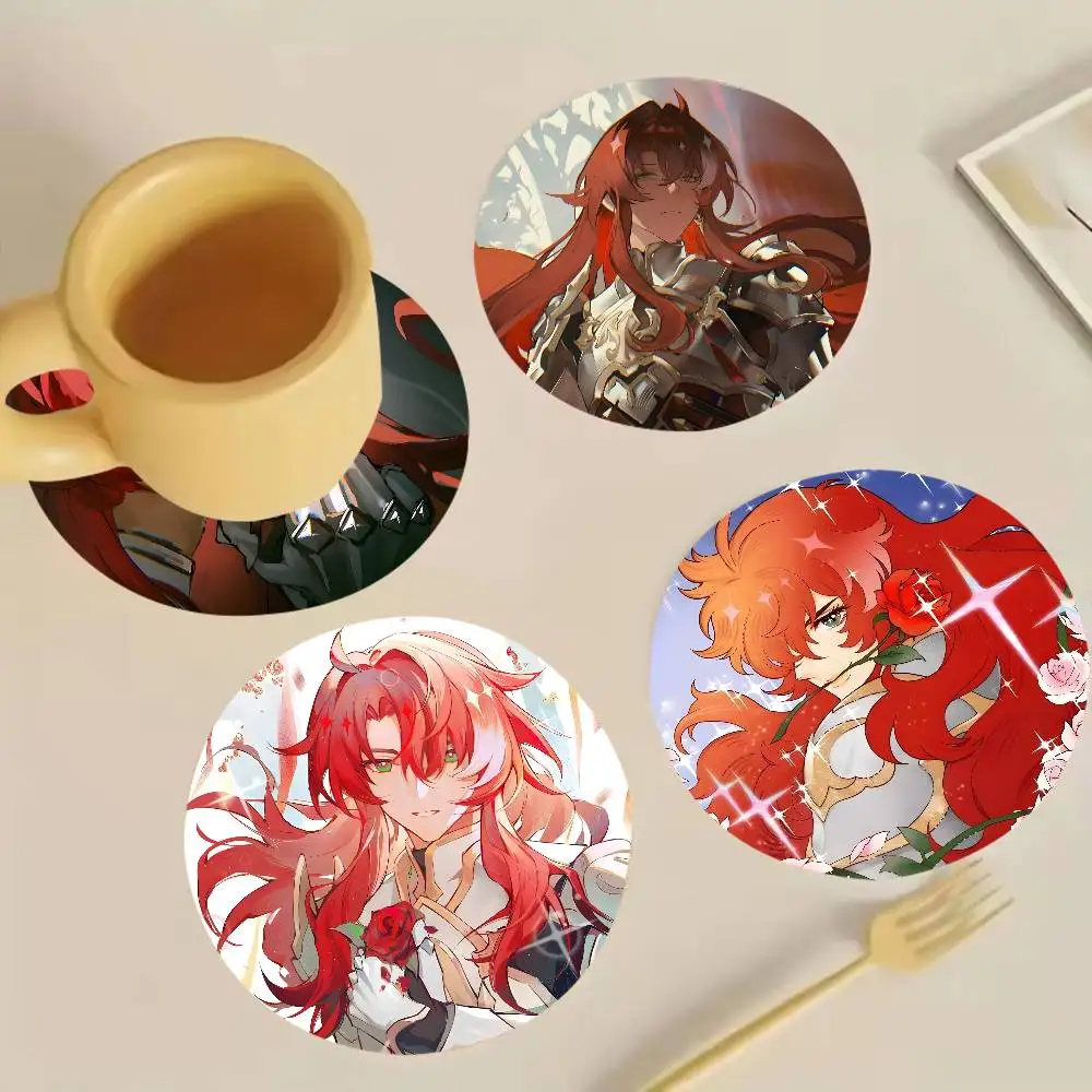 Argenti Honkai Star Rail Round Wooden Coaster Decorative Coffee Cup for Use in Coffee Shops Bars