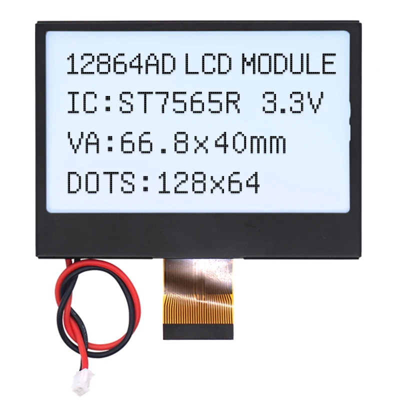 

Lcd12864AD модуль матричного экрана COG модуль ЖК-дисплея белый фон черный текст 30-контактный последовательный/параллельный порт 3,3 В