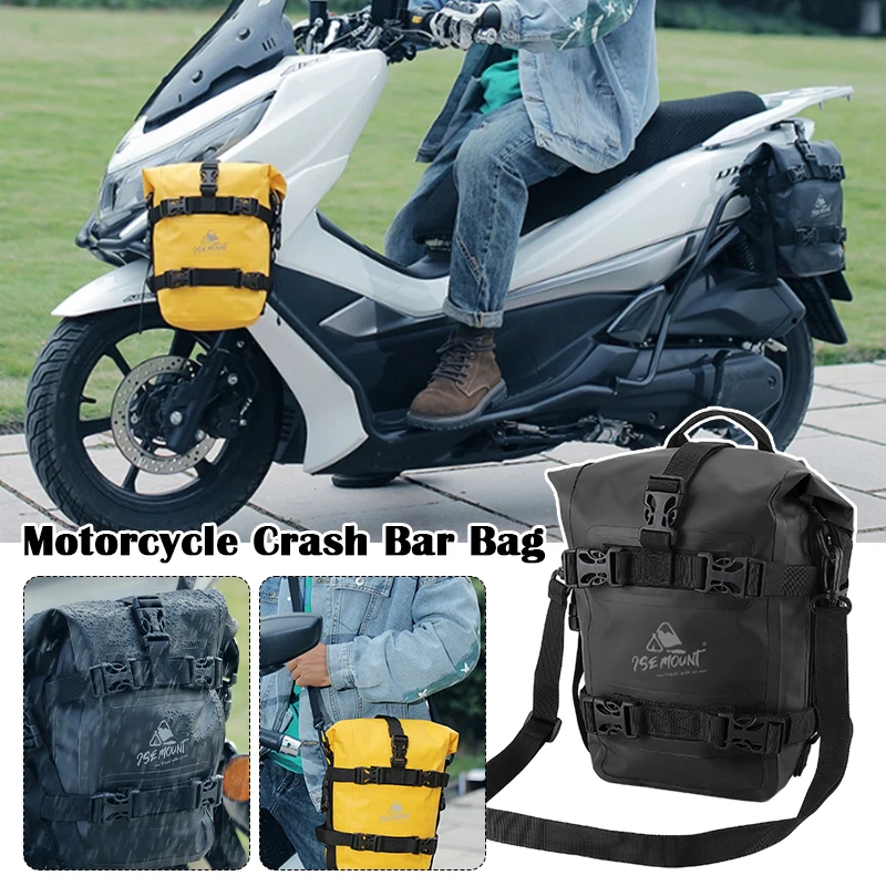 Crash Bar Bag Motorcycle IPX-7 Waterproof Motor Bumper Dry Bag 8L Large Capacity Outdoor Tank Side Bag Tool Pack Side Saddle