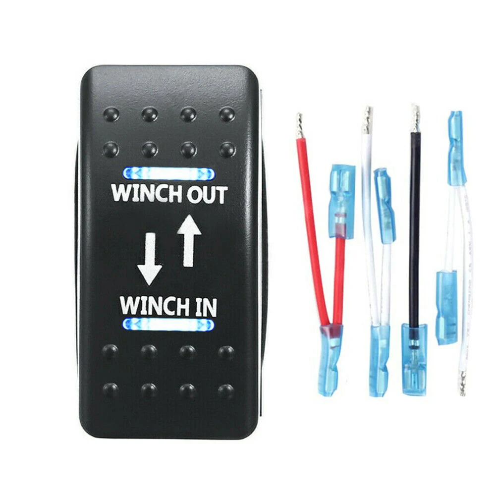 

Winch In/Out Rocker Switch 7-Pin Blue LED Rocker Toggle Switch 12V-24V ON OFF ON Universal For All Cars, RVs, SUV, ATV, UTV