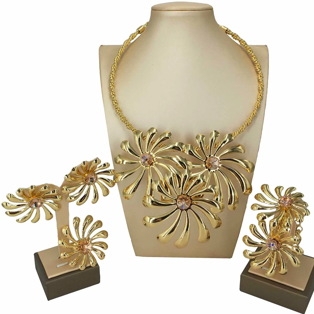 

Costume Jewelry Brazilian Jewelry Sets Flower Necklace for Women Bridal Party FHK15907
