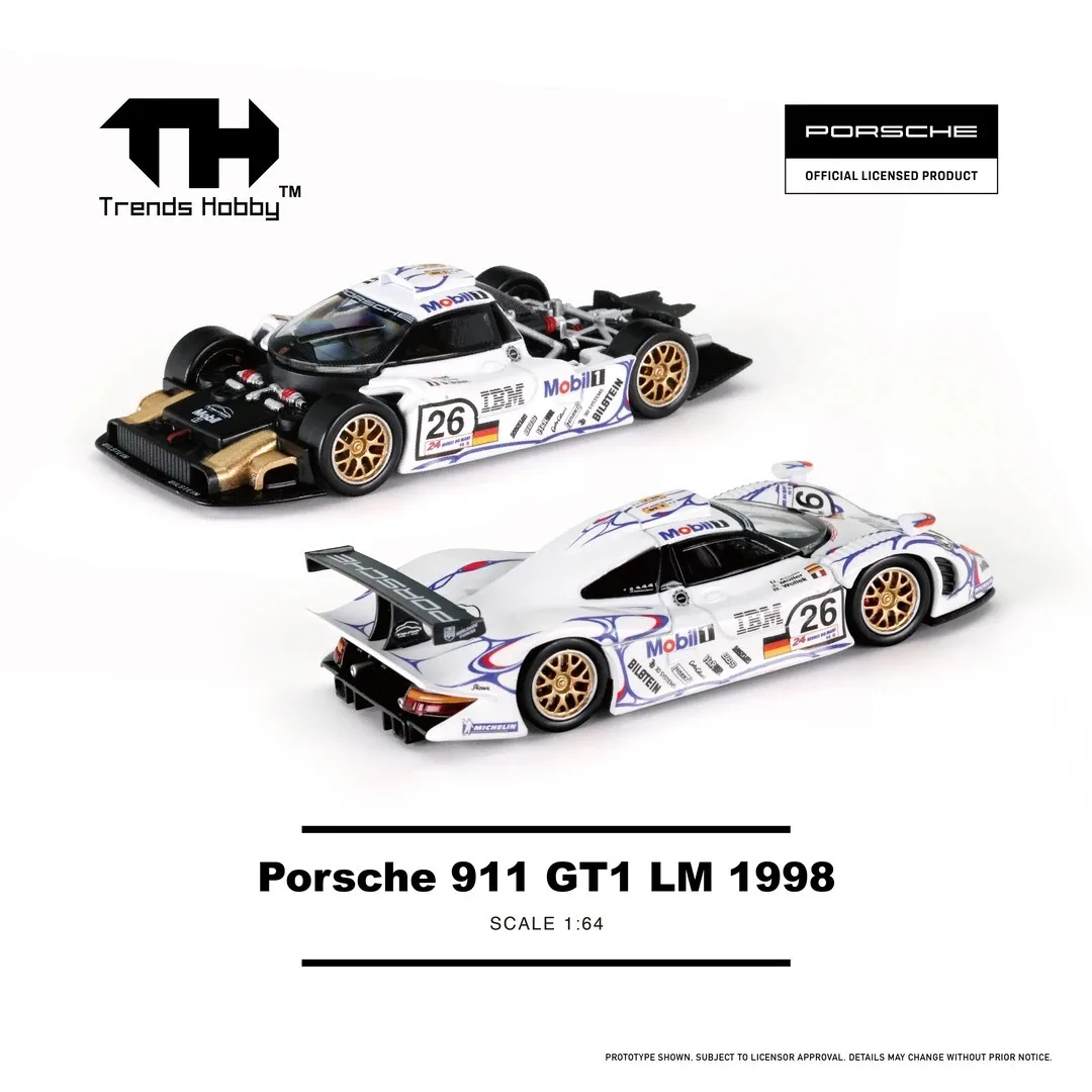 

Trends Hobby 1:64 Porsche 911 GT1 Sports & Racing Car Die-cast Model, Collectible Alloy Replica for Display & Desk Decor