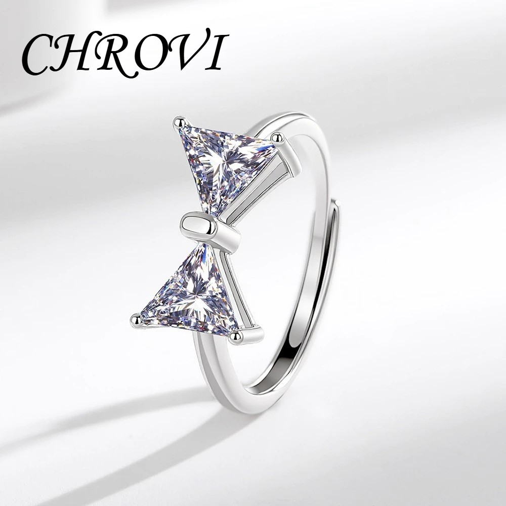 925 pure silver new model best-selling bow-shaped ring for women, fashionable and versatile triangular finger ring