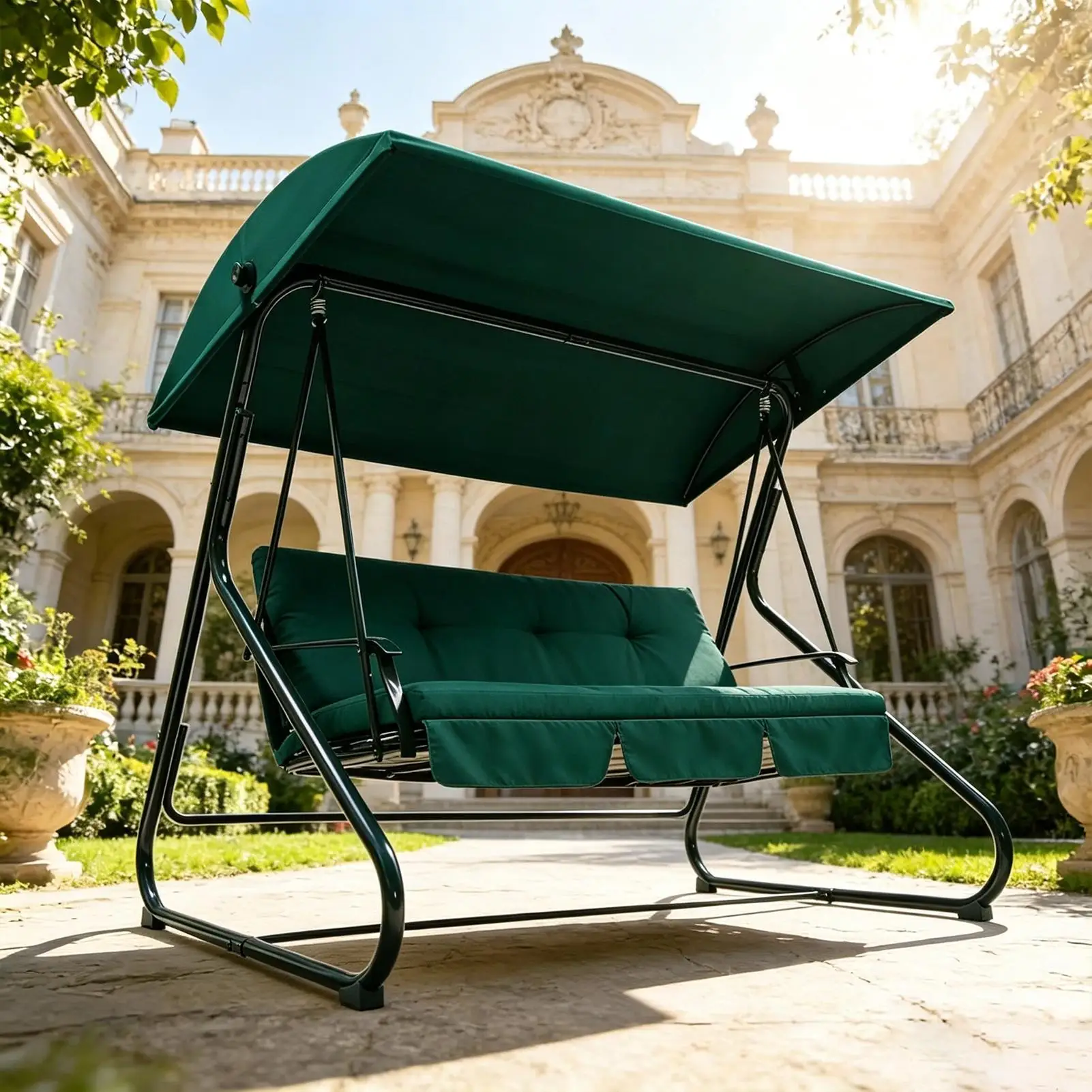 Swing Canopy Replacement Cover Waterproof UV-Resistant Hammock Shade Outdoor Patio Swing Canopy Replacement Top Cover for Porch