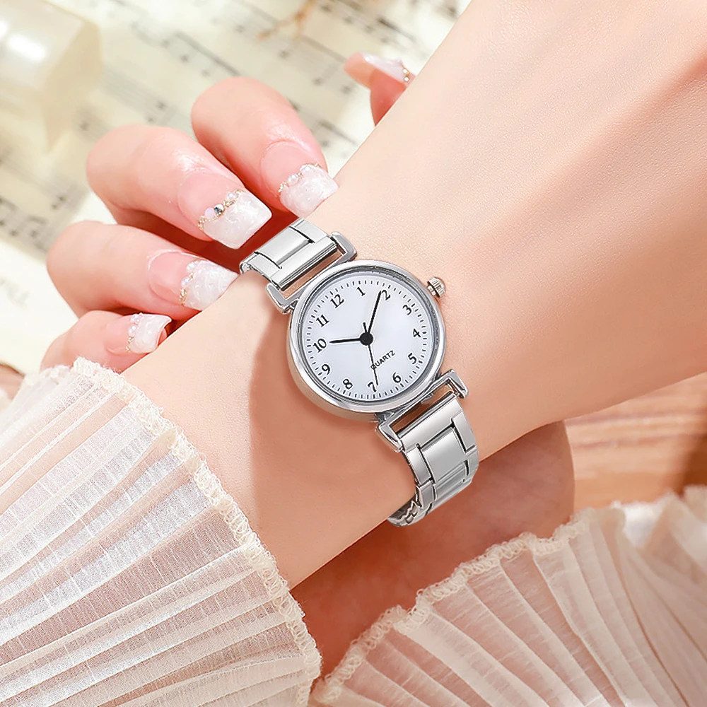 1pc fashionable and compact alloy strap, women's quartz watch is the best choice for gifts