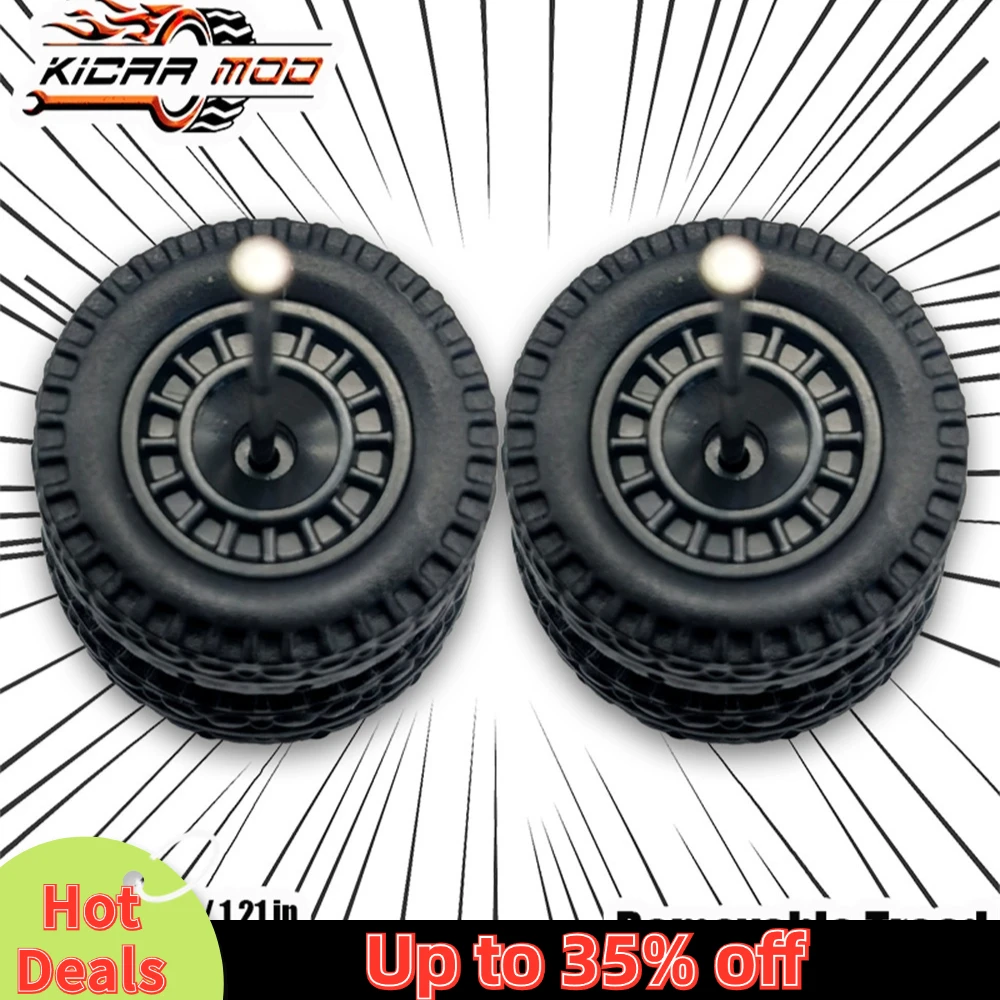1/64 Model Car Wheels with Rubber All Terrain Tires Closed Spoke Refitting Part for Off-road Vehicle HotWheels Medium Size 1 Set
