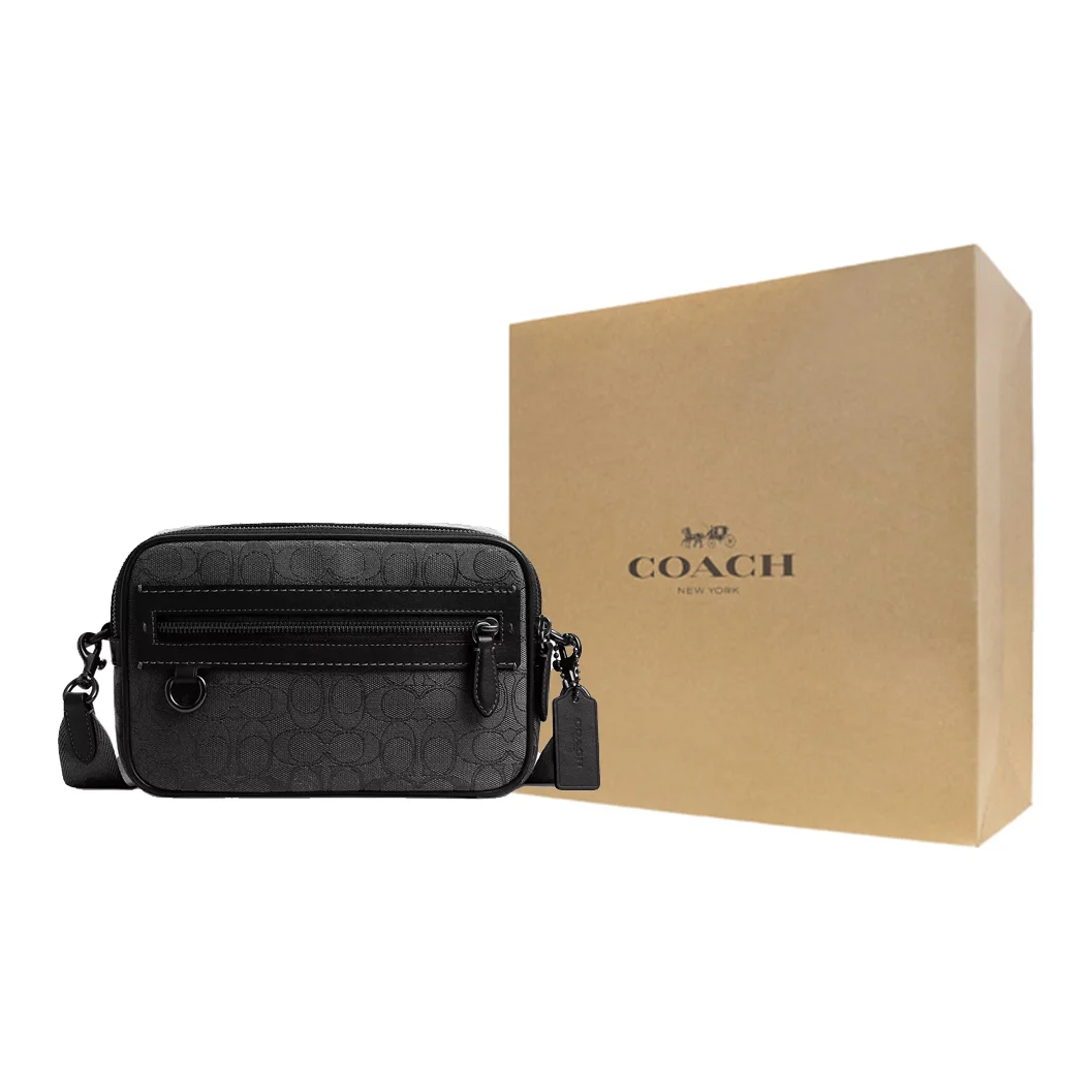 COACH Leather Camera Bag, Shoulder Bag Small Men's Black CBF21-BLK