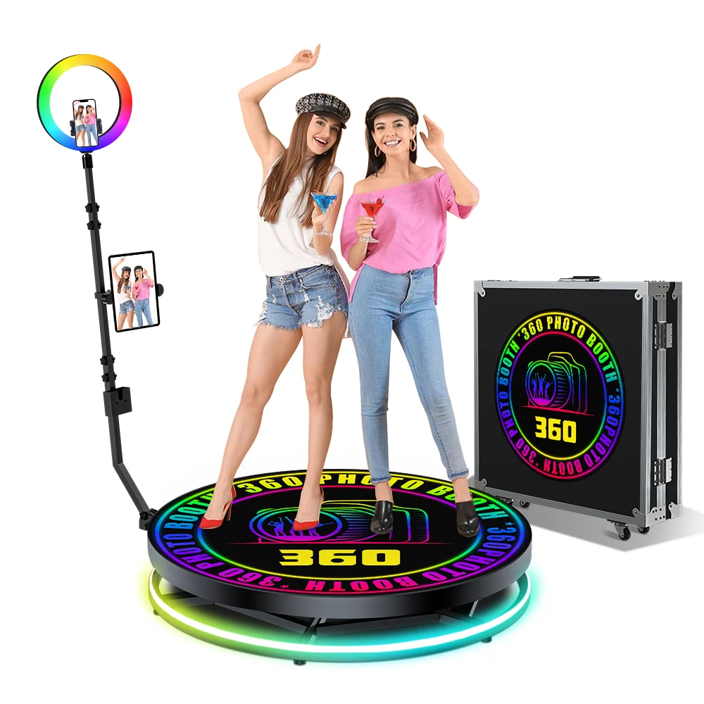 

Portable 360 Photo Booth 100cm 1-7ppl Selfie 360 Spinning Photo Booth Slow Motion Rotating Photobooth 360 Degree for Event Party