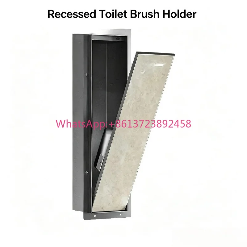 Wall Embedded Hidden Toilet Brush Stainless Steel In-wall Niche Silicone Concealed Tool For Bathroom Side Wall Installation