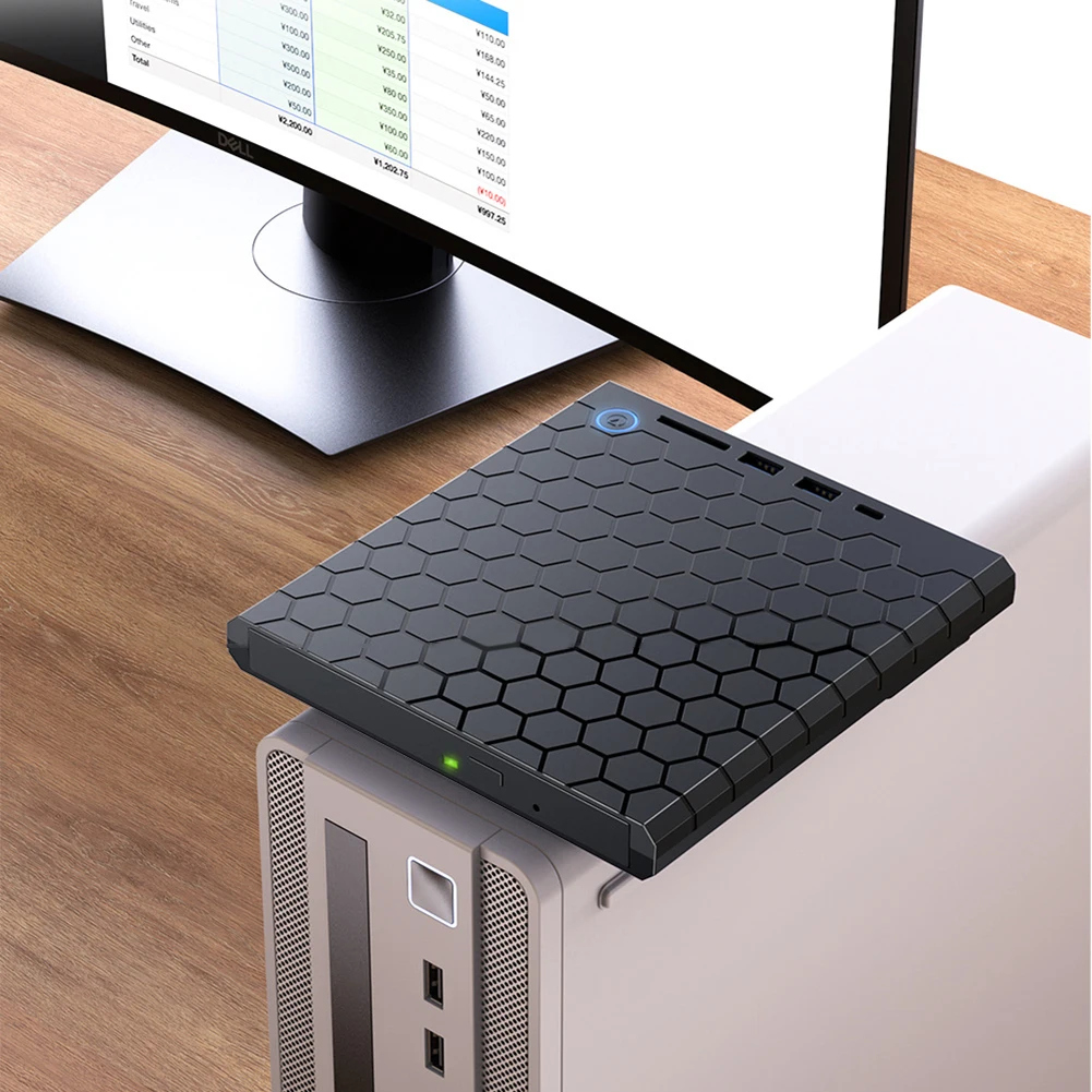 مشغل محرك أقراص DVD USB 3.0 Type-C محرك الأقراص الضوئية مع فتحات SD/TF كاتب موقد الأقراص المضغوطة USB3.0 HUB TF قارئ لأجهزة الكمبيوتر المحمول ماك بوك PC