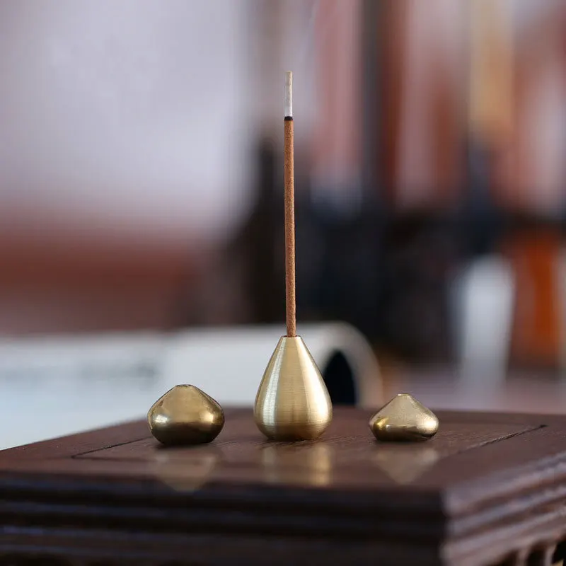 Portable Incense Burner Multi Purpose Water Drop Shape Brass Incense Holder Crafts  Teahouse Home Yoga Incense Burner Decoration