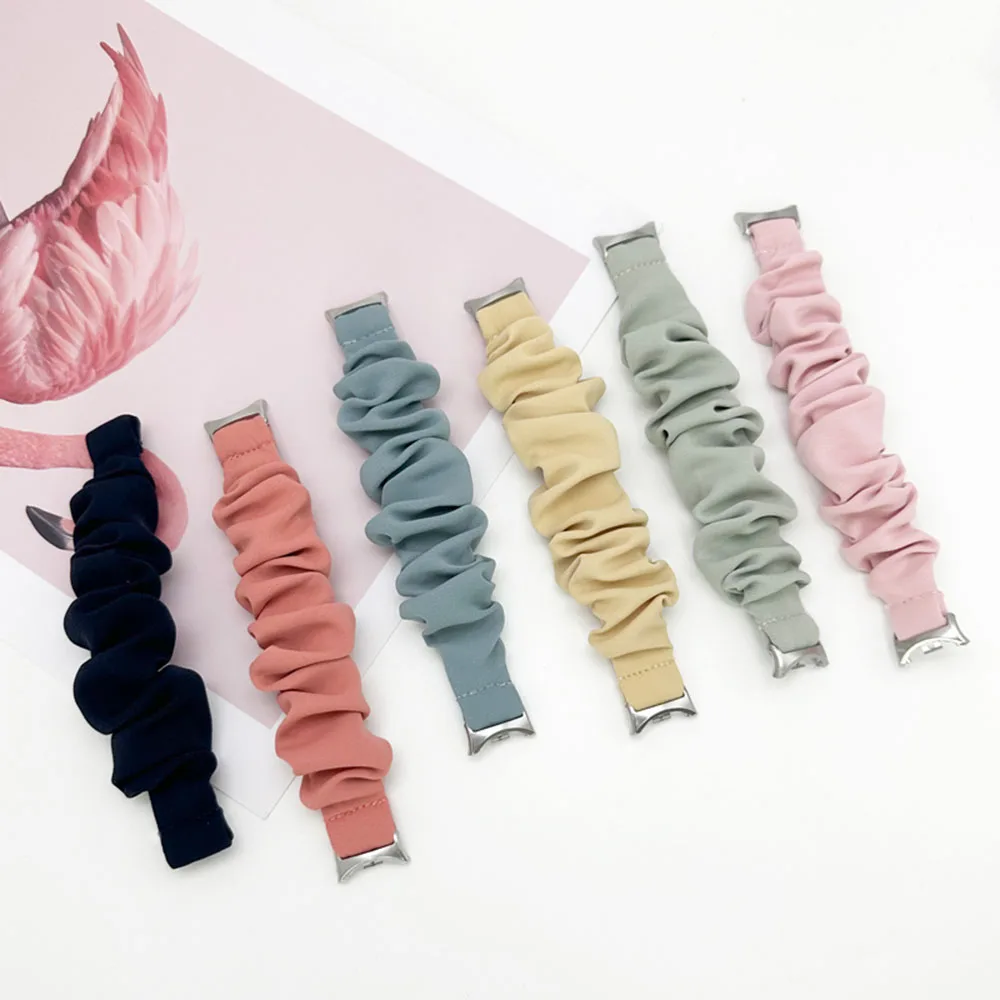 حزام Scrunchie لـ Xiaomi Mi Band 10 8 9 سوار معصم ذكي للنساء سوار ساعة أنيق لـ Xiaomi Smart Band 8/9/10 مرن