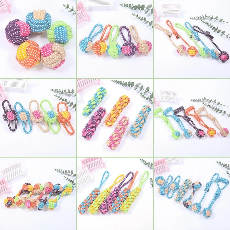 Dog Toy Ball Cotton Rope Mini Durable Interactive Chew Toothbrush Teething Puppy For Small Medium Large Dogs Pet Supplies