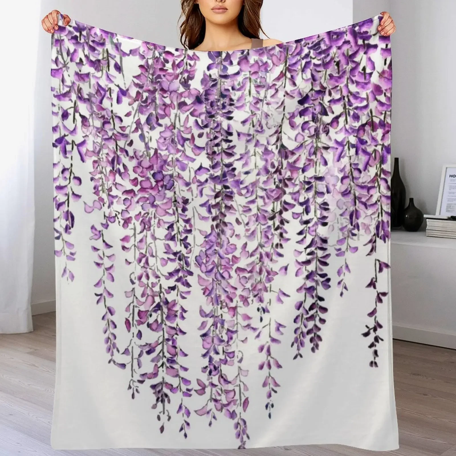 purple wisteriain bloom Throw Blanket Blankets Sofas Of Decoration Hairy Blankets