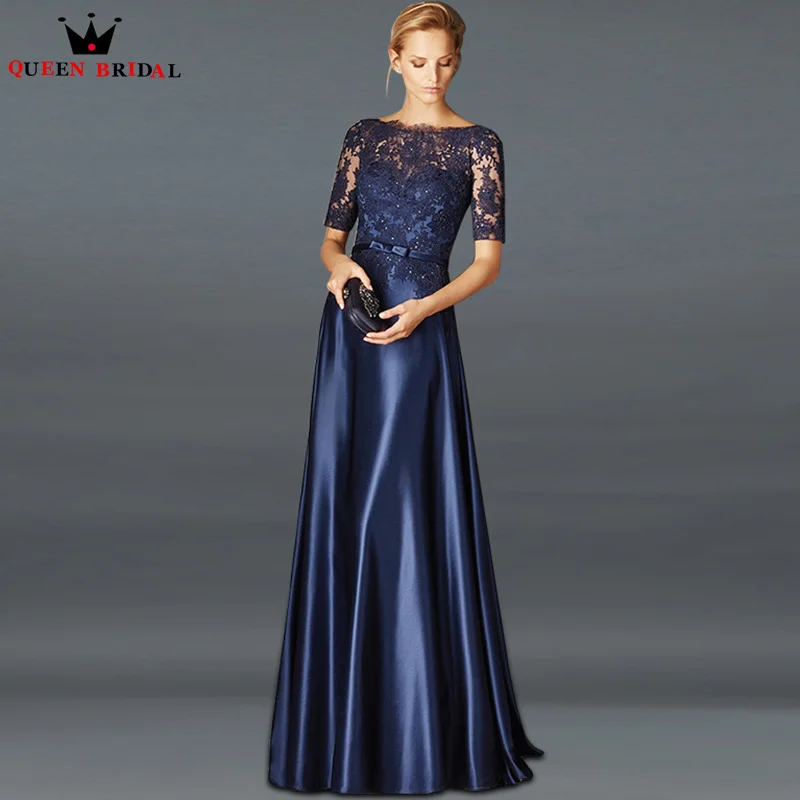 

Exquisite Royal Blue Mother of the Bride Dresses A-line Satin Half Sleeves Appliques robe mère de la mariée 2023 Custom DT52