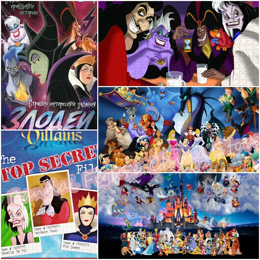 Disney Queen Villaina Print Puzzle 300/500/1000 Pieces Cartoon Movie Bad Characters Jigsaw Puzzle Kids Game Festival Gifts