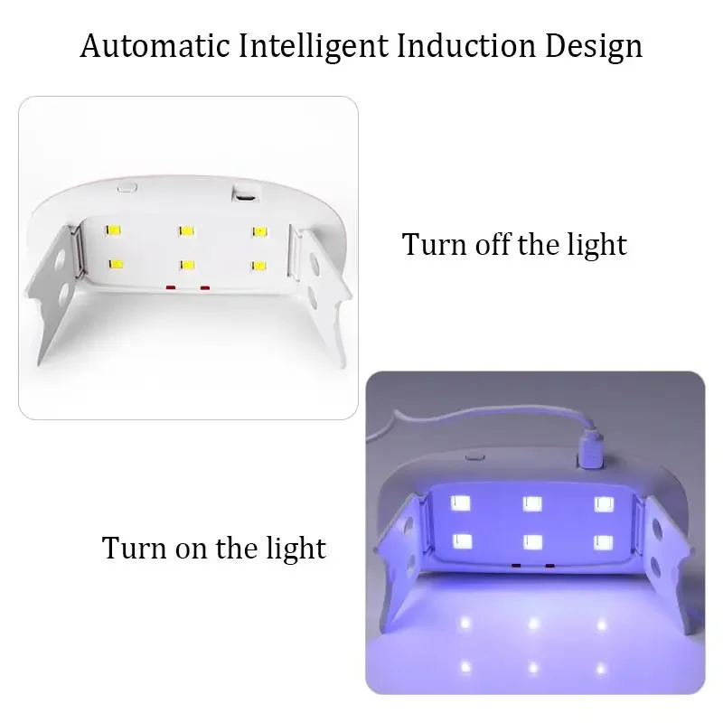 Portátil Mini UV lâmpada LED prego, Gel polonês secador máquina curada, cabo USB, casa unhas ferramenta seca para verniz Gel, rosa e branco, 6W