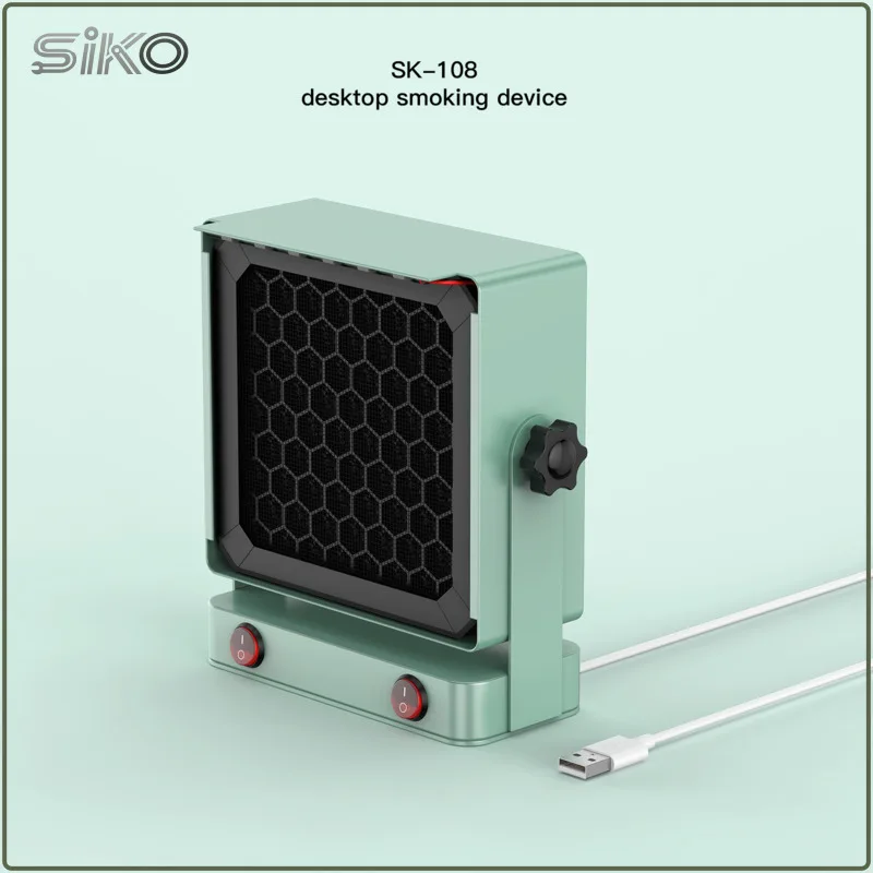 Portable Desktop Fume Extractor SK-108 LED Work Lamp 95% Filtration by Activated Carbon & N95 Cotton USB Powered for Soldering