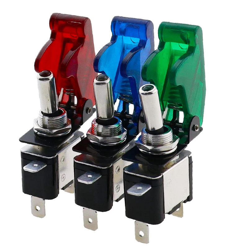 With Safety Aircraft Flip Up Cover Guard 12V20A Auto Car Boat Truck Illuminated Led Toggle Switch