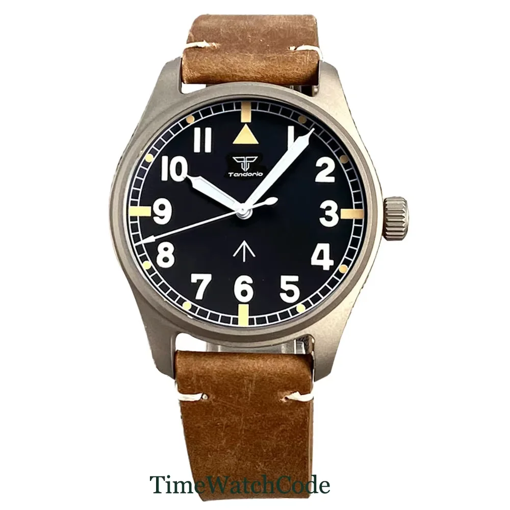 Tandorio Miyota8215 Pilot Titanium Automatic Men's Watch Anti-allergy Asia2824 Movement 20BAR Waterproof Sapphire Crystal 39mm