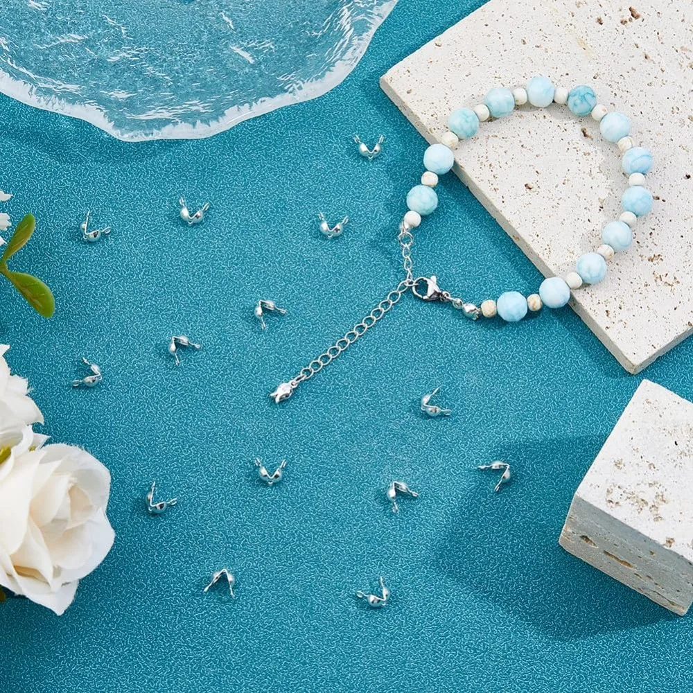 300 قطعة 3.5 مللي متر 304 الفولاذ المقاوم للصدأ صدفي حبة نصائح حبة عقدة نهاية قبعات أضعاف أكثر من تجعيد الخرز يغطي لصنع المجوهرات #5