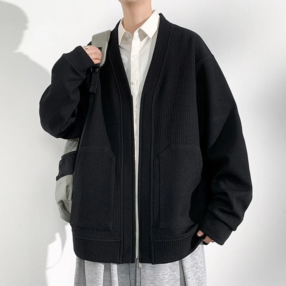 

Модный кардиган, мужская вязаная куртка для осеннего стиля, весенне-осенняя одежда для мужчин, кардиган, кардиган обычной длины
