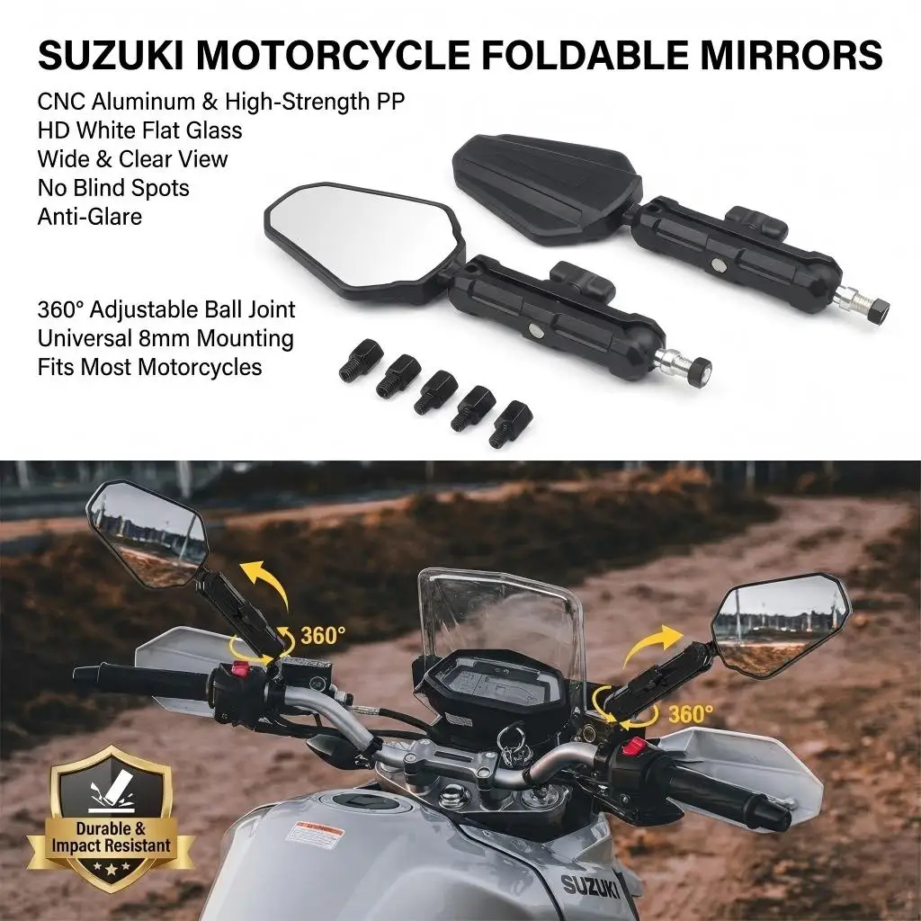 

Motorcycle Mirrors Angle Adjustable Folding Handlebar Side Mirror For YAMAHA TENERE 700 Tenere700 xt660z xt1200 Tracer 9 GT