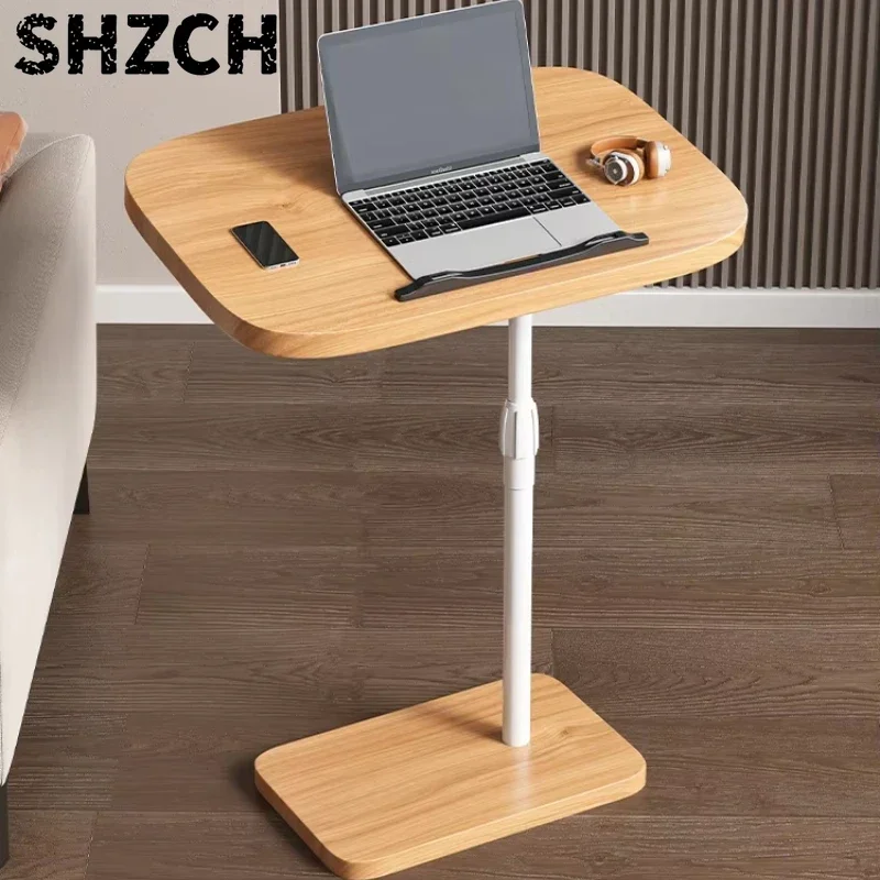 Height Adjustable Bedside Table Multi-Functional Sofa Desk Rolling Metal Frame Tray for Bedroom Balcony or Compact Living Room