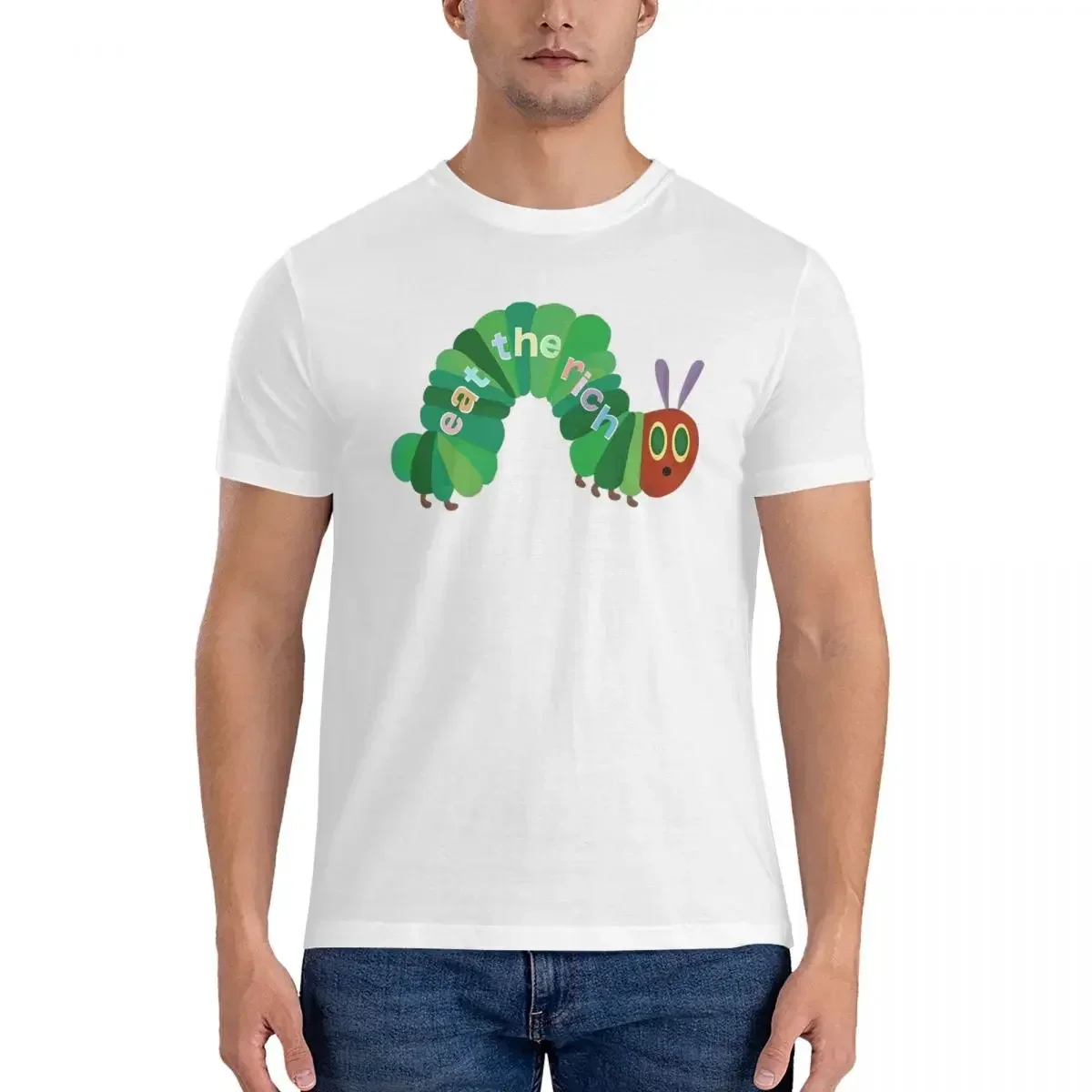 100% Cotton Eat The Rich Hungry Caterpillar T-shirt Men's Fashion Oversized T Shirt Men crew Neck Summer Shirts Tops S-6XL