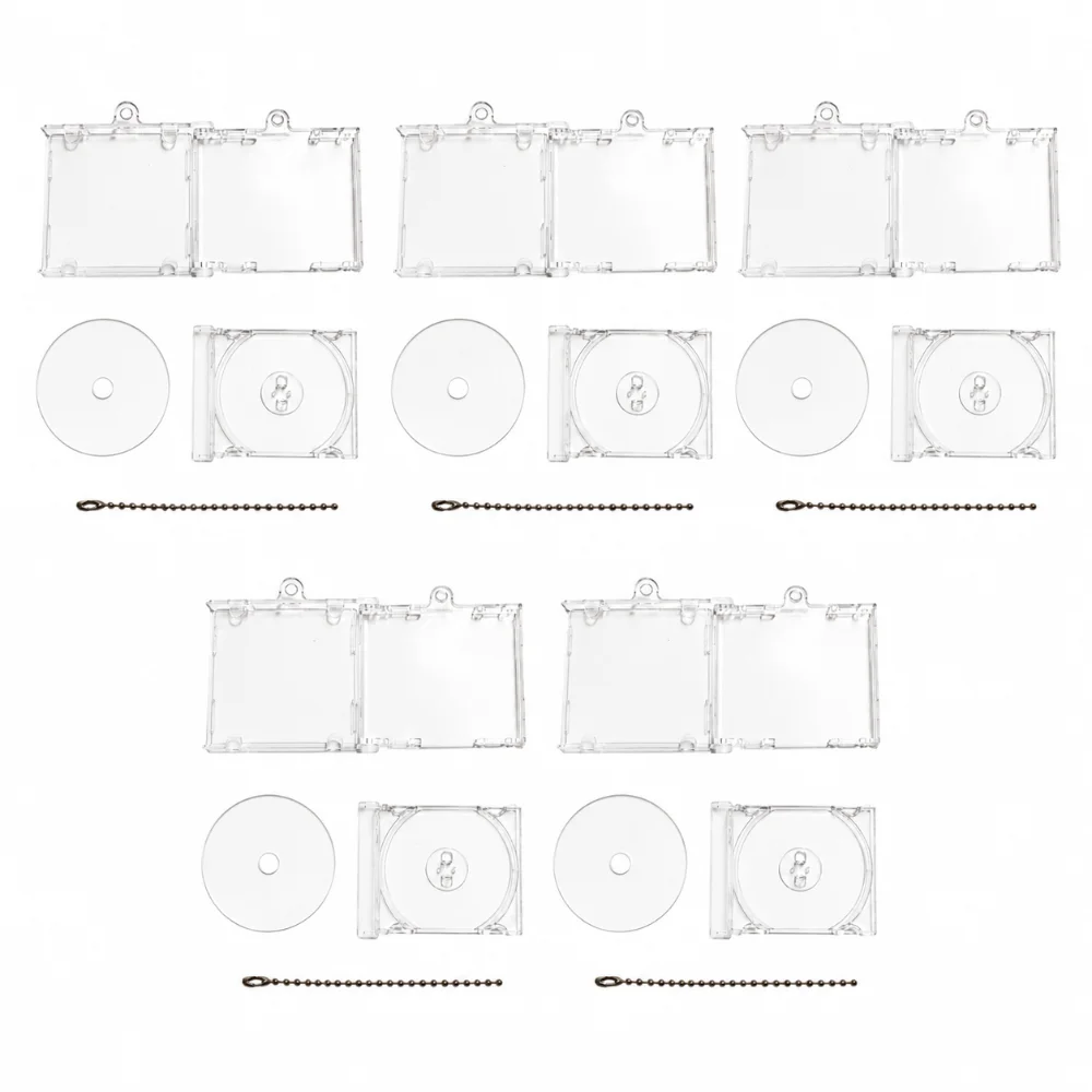 5pcs Acrylic Mini CD Holder Personalized Multi-Functional Key Pendant Universal NFC Keychain Album Case Backpack Hanging Decor