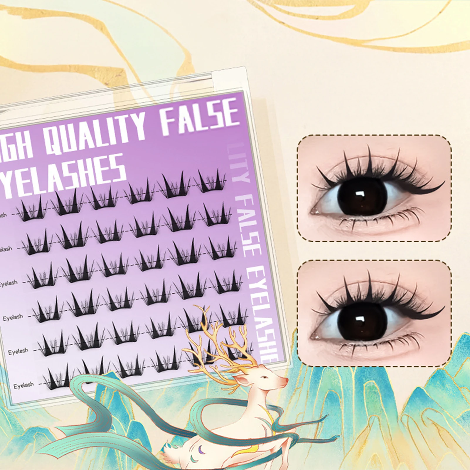 6 Rows Self Adhesive Fake Eyelashes No Glue DIY Lash extenstion 0.05mm Thin Black 7-13mm Mixed Length korean style lash supplies